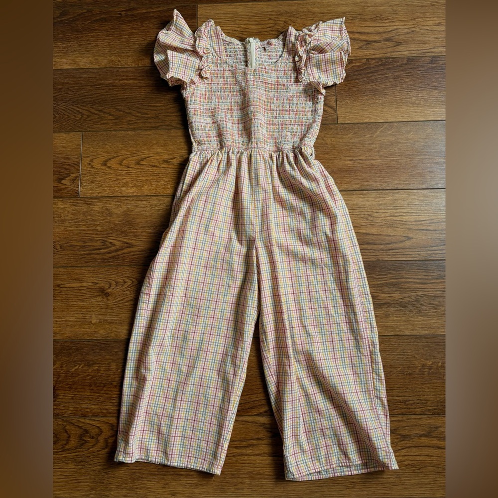 Ivy City Co Girls Gingham Plaid Jumpsuit Romper Size 9/10